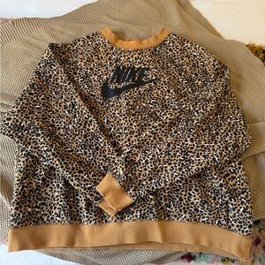 Nike Women's Leopard Print Sweater - Black and Tan